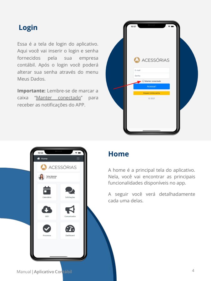 Tela do manual: Login e tela inicial