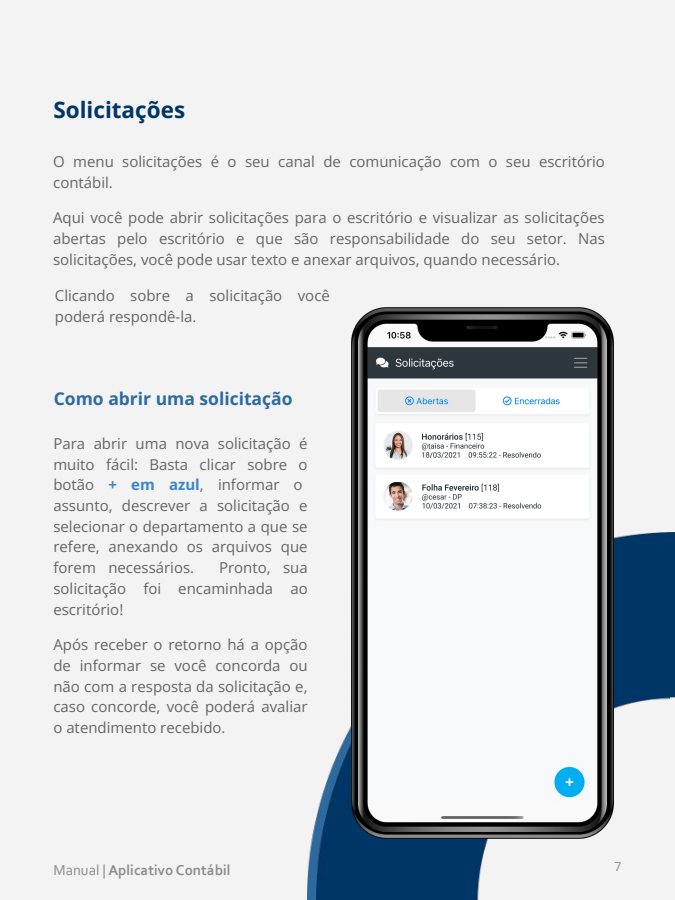 Tela do manual: Abrir uma solicitação