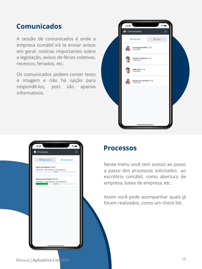 Tela do manual: Comunicados e processos
